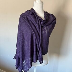 NEW Elegant Purple Shawl Wrap stripe w metallic Gap 36”x 78” eggplant semi sheer